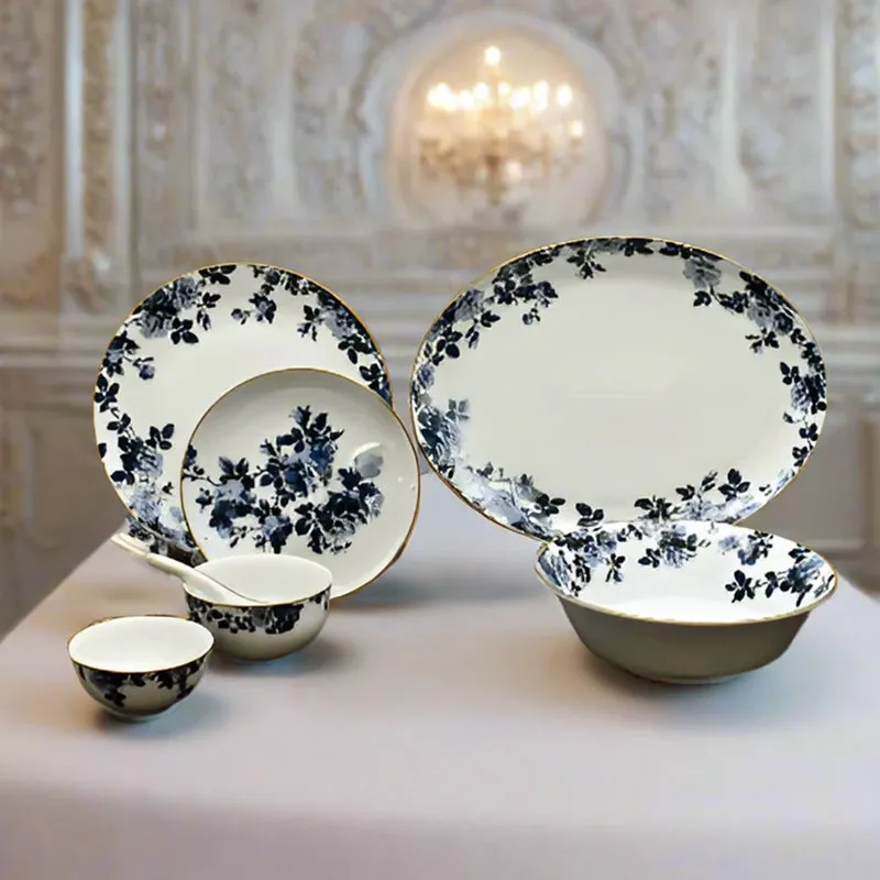 Zeneta Leaves 24k Gold Brushed Porcelain Dinner Set - 33 Piece Set media 4