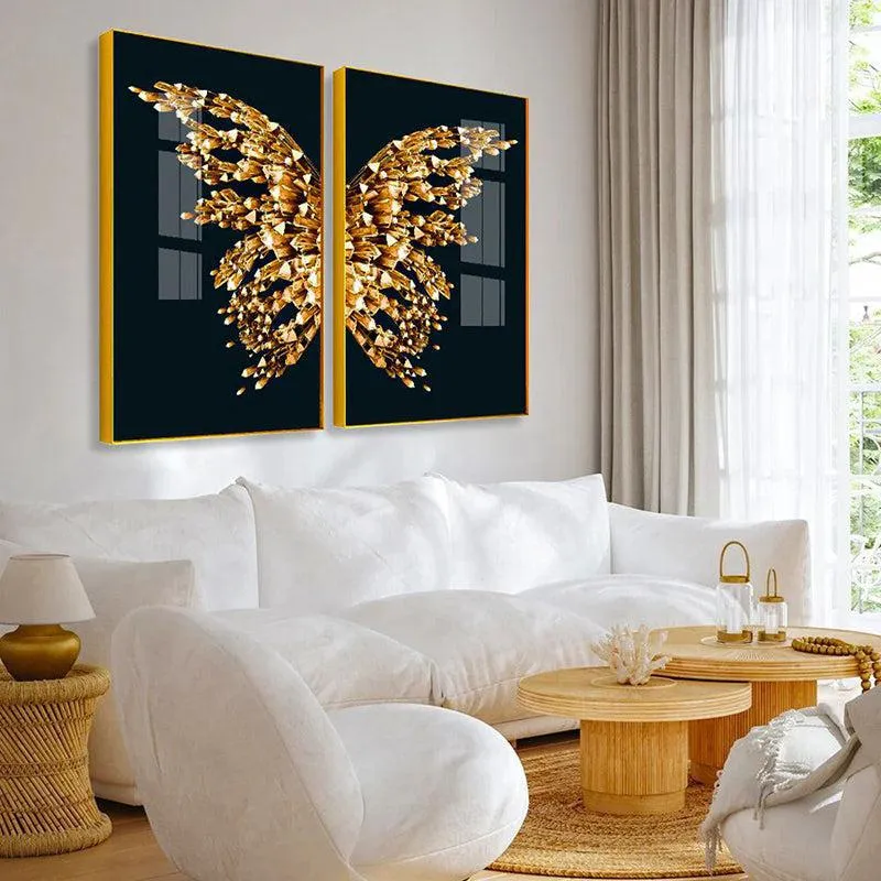 Eclipse & Gold Modern Canvas Wall Art With Frame (Gold) - Set Of Two media 4