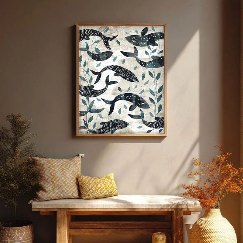 Samudra Canvas Wall Painting With Brown Frame media 7