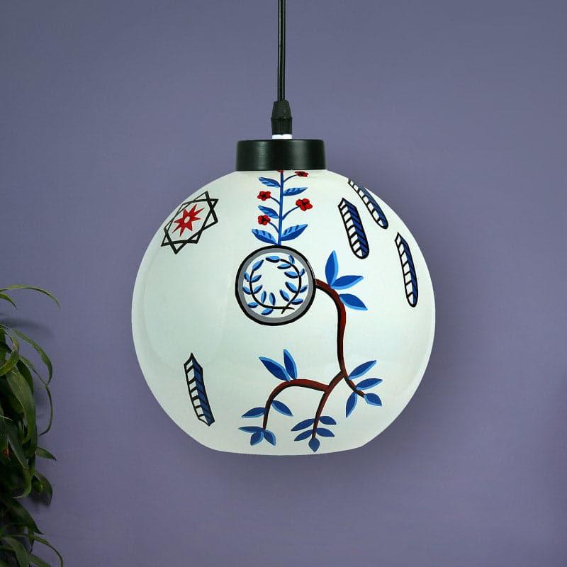 Botanical Berge Moon Hand Painted Glass Ceiling Lamp media 3