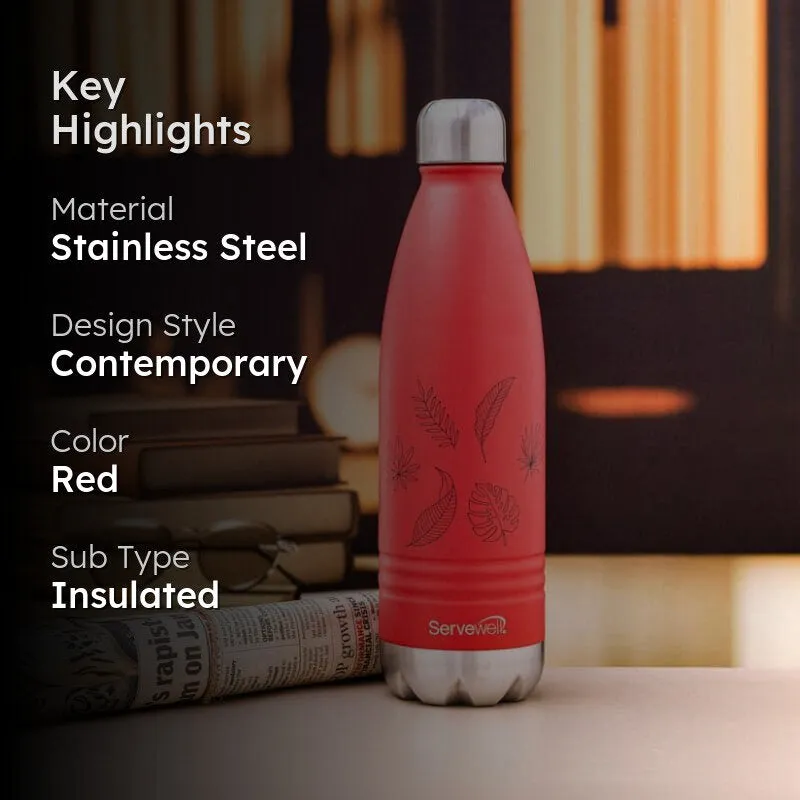 Leafy Leap Hot & Cold Thermos Bottle (Red) - 1000 mL - 2