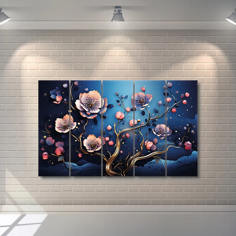 Midnight Fiora Canvas Wall Art - Set Of Five media 3
