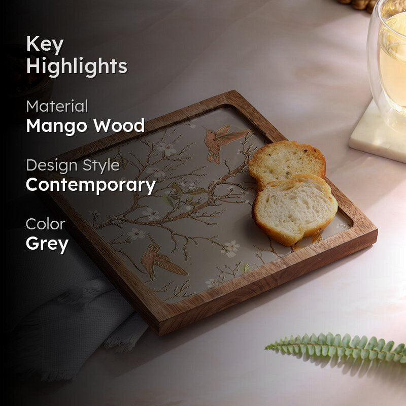 Ethereal Vines Mango Wood Platter - Square media 2