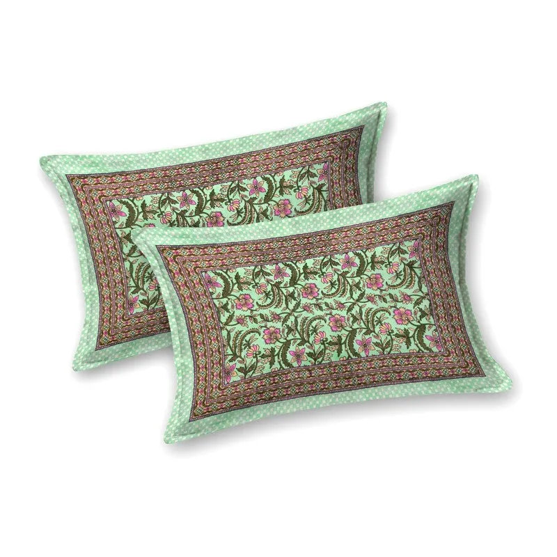 Formio Cotton Bedsheet (Green,Orange) - 240 TC media 4