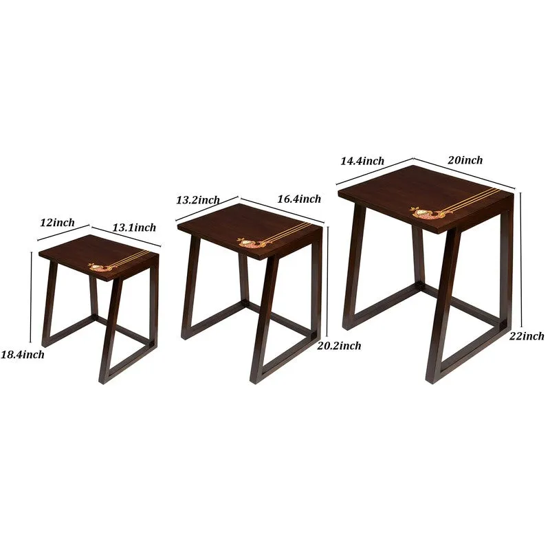 Mink Teak Wood Nesting Stools - Set of Three media 6