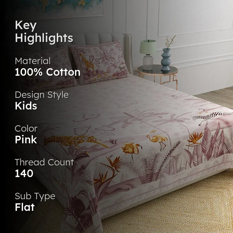 Treasure Island Tales Kids Cotton Bedsheet (Pink) - 140 TC media 2