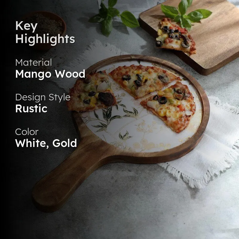 Dupree Floral Wood Pizza Platter media 2