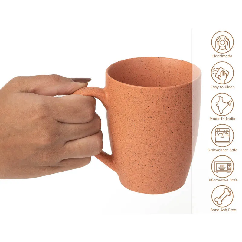 Sip & Style Ceramic Coffee Mug (Persian Orange/300 mL Each) - Set Of Six media 6