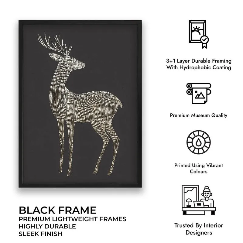 Majestic Deer Illustration Canvas Wall Painting With Black Frame media 11