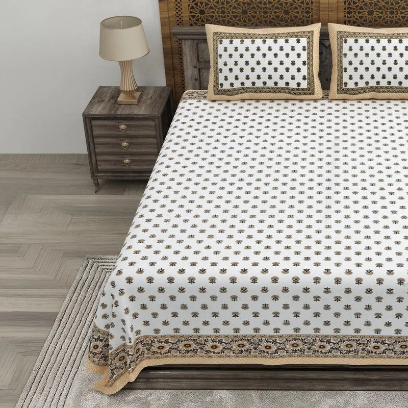 Bloomel Cotton Bedsheet (Brown,White) - 240 TC media 3