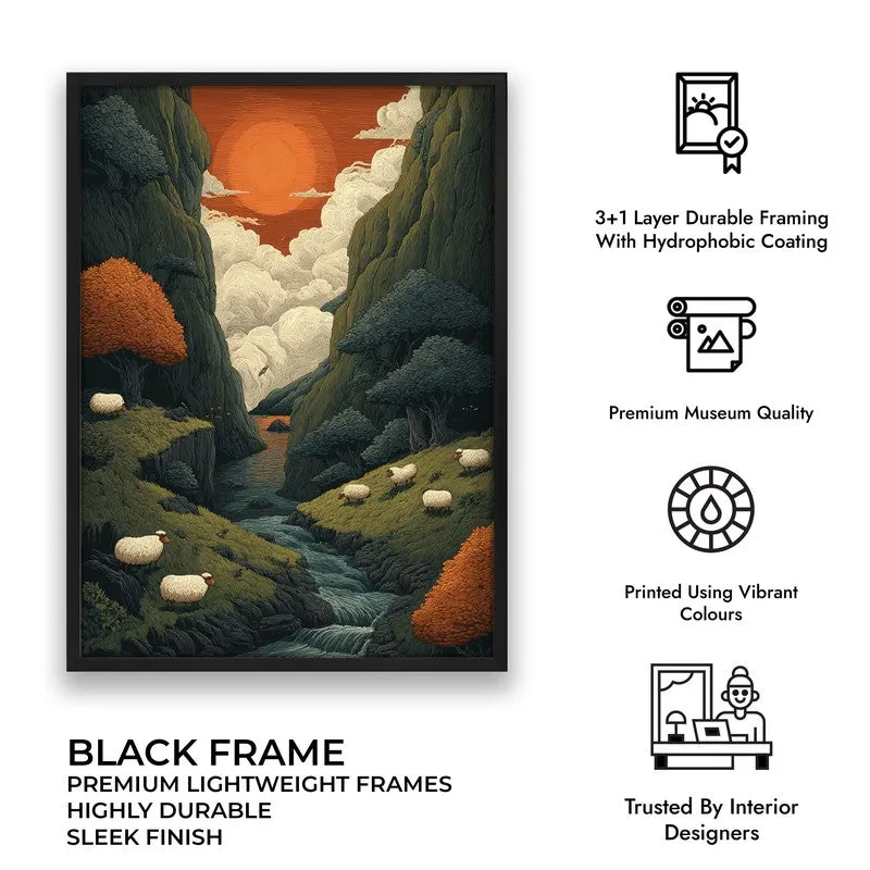 Aurora Valley Canvas Wall Painting - Black Frame media 9