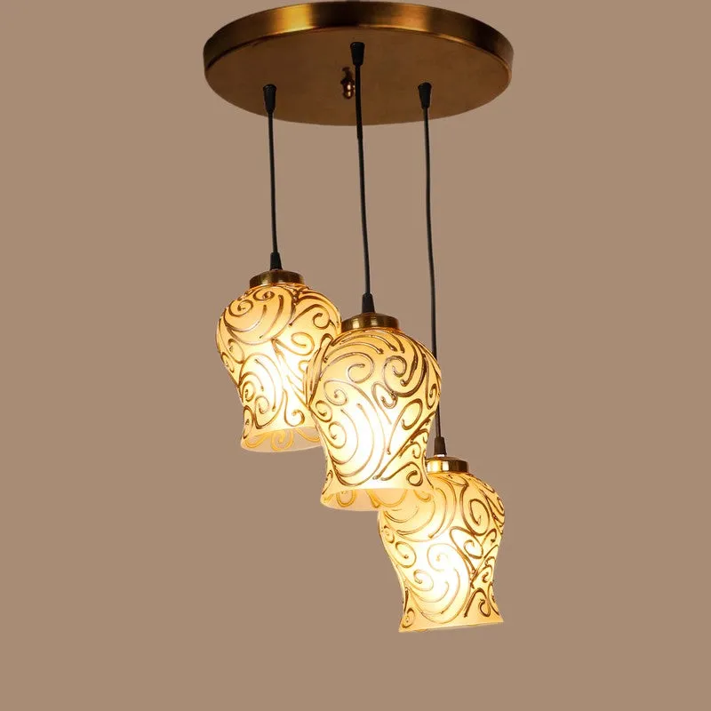 Zariya Glass Ceiling Lamp - White & Gold media 4