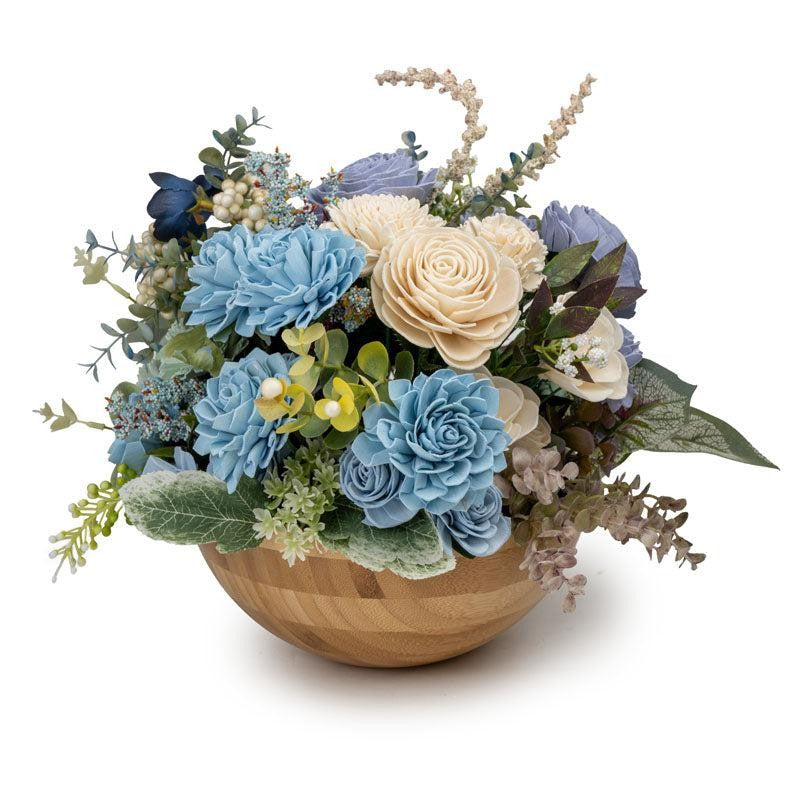 Madva Solawood Floral Bunch In Wooden Pot media 3