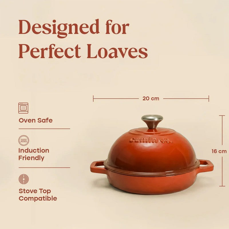 Cumin Co Enamel Cast Iron Bread Oven (Red) - 1000 mL media 11