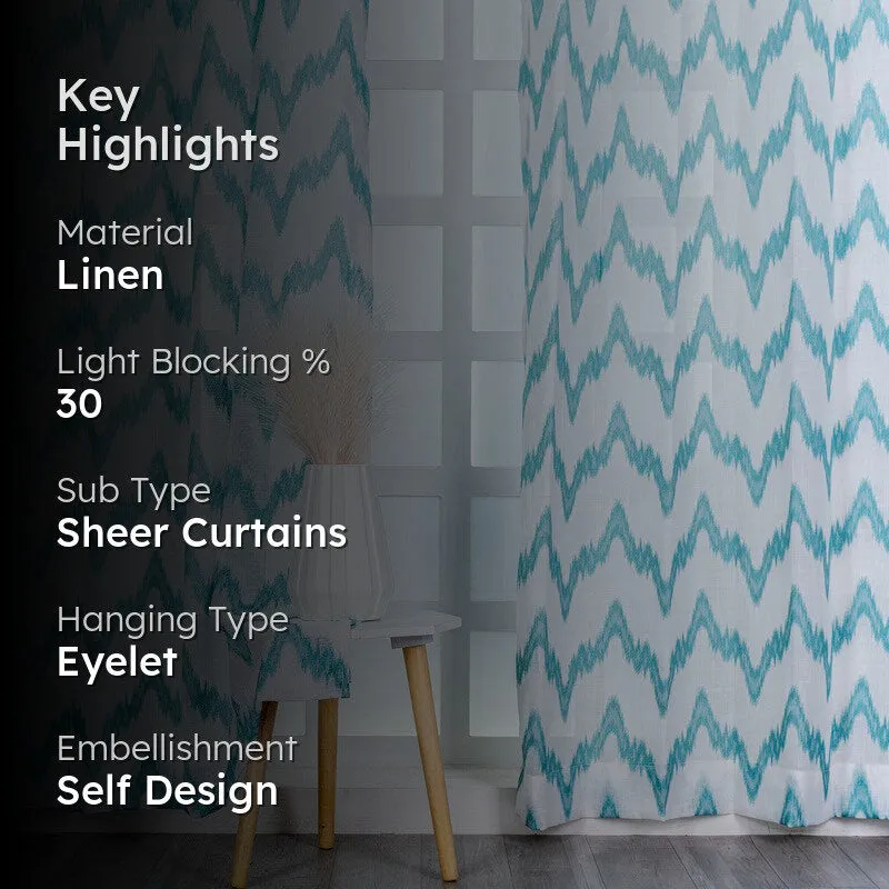 Feature image for Iverra Inspired Design Curtain blue linen sheer curtain with abstract pattern
