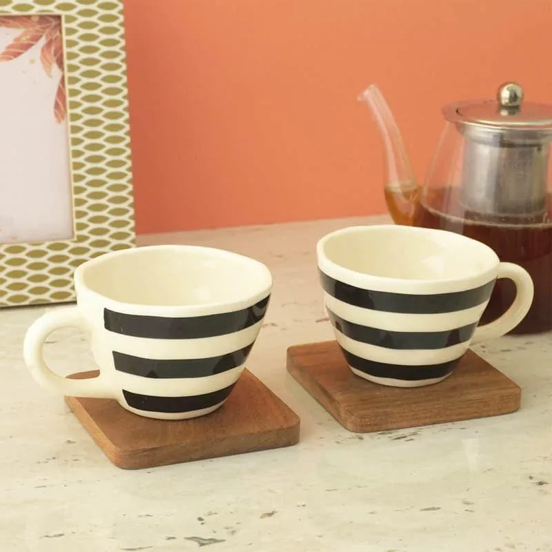 Black Ceramic Coffee Mug (300 mL) - Two Piece Set media 1