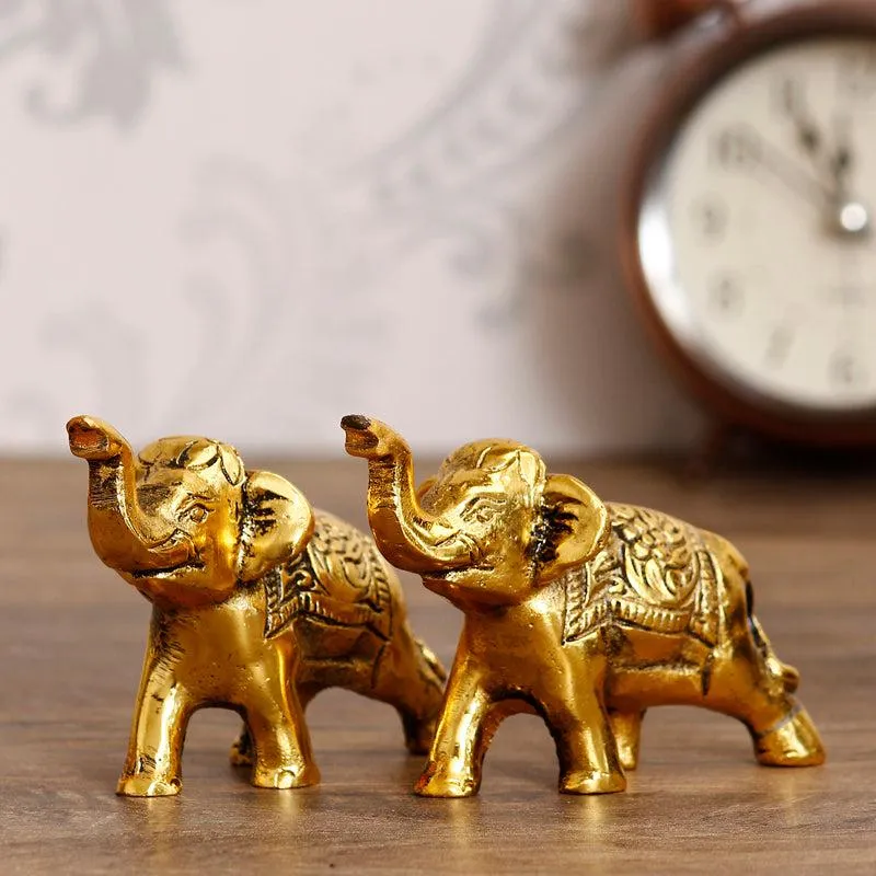 Elephant Raja Metal Showpiece - Set Of Two media 1