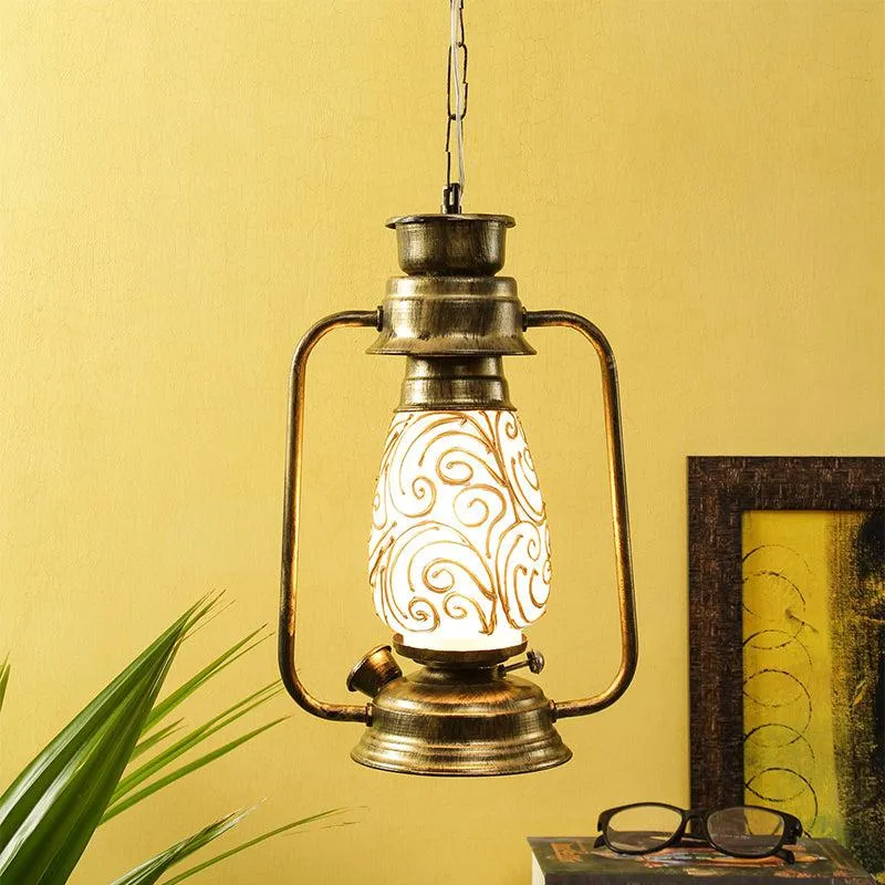 Saagar Mosaic Lantern Glass Ceiling Lamp - Gold media 2