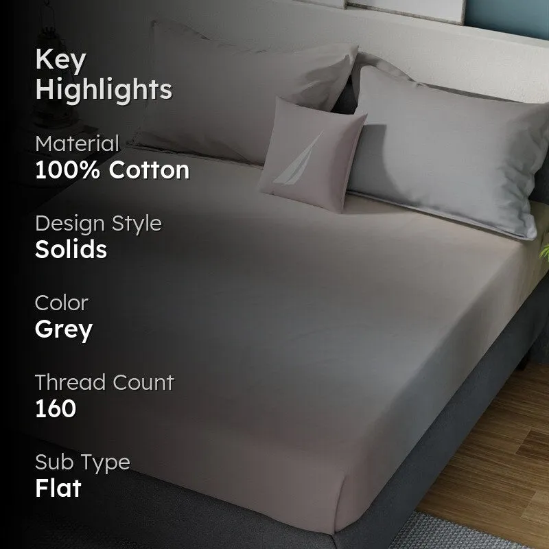 Nautica Gingham Cotton Bedsheet (Grey) - 160 TC media 2