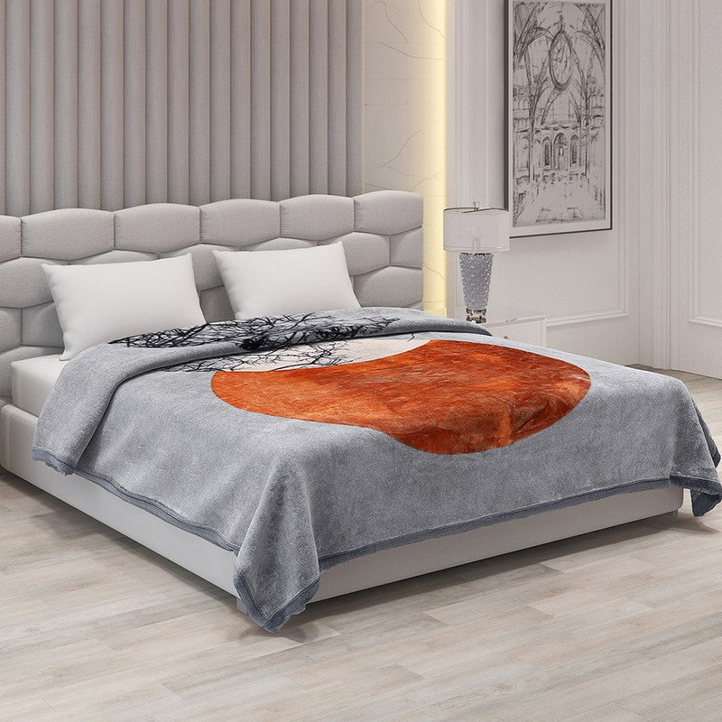 Monte Carlo Autumn Embrace Blanket Grey,Orange) - 600 GSM - Queen/Double