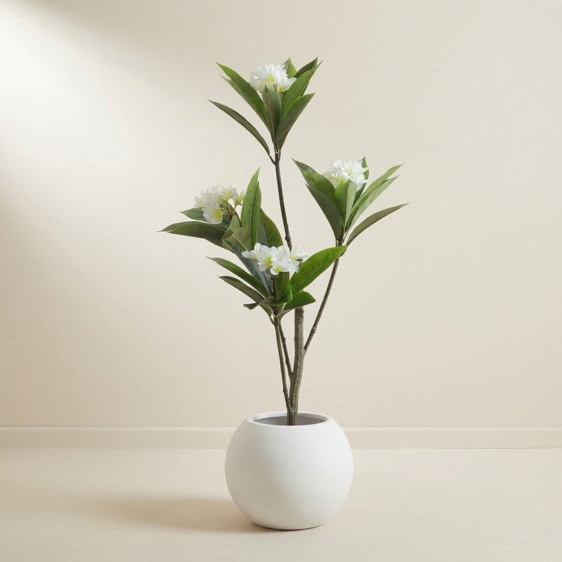 Minimal Greens Artificial Plant With Black Plastic Pot - 3.9 ft