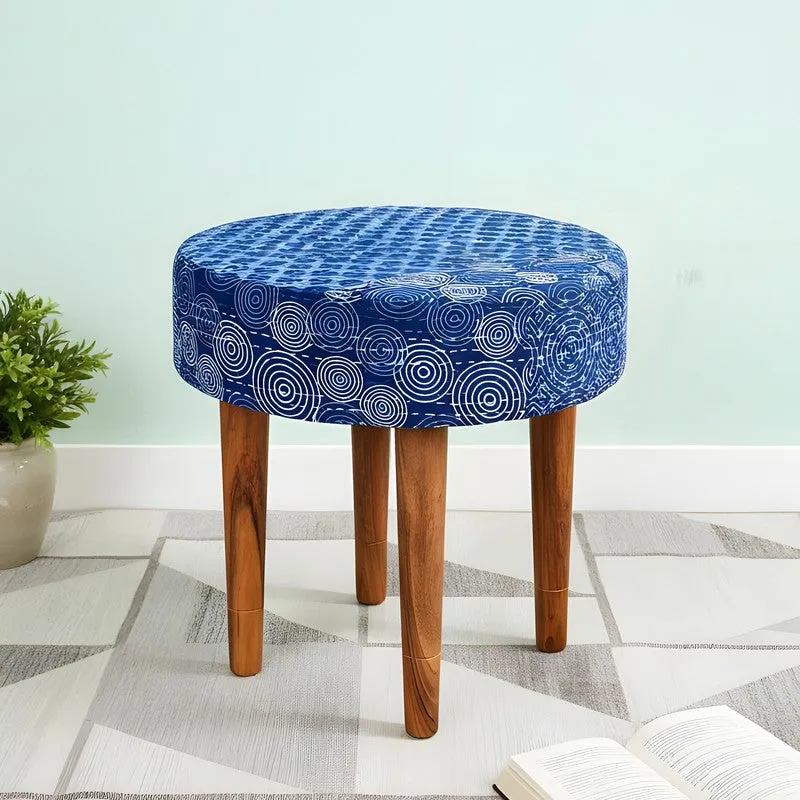 Ovaro Sheesham Wooden Stools (Blue) - Set Of Two media 4
