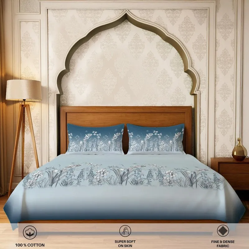 Urban Space SubtleGlam Fitted Cotton Bedsheet (Blue) - 300 TC media 4