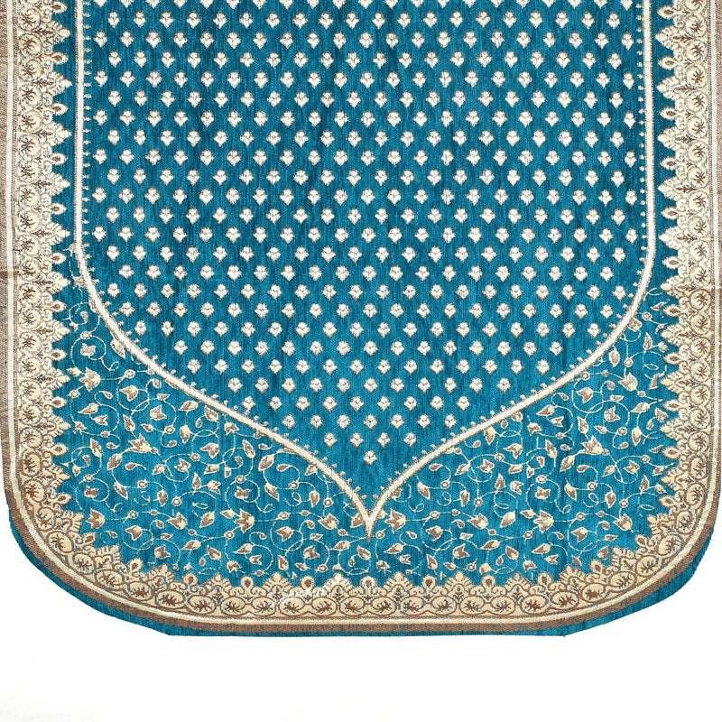 Petite Leaves Chenille Sofa Cover - Aqua Blue media 6