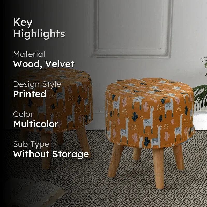 Avira Horse Print Multicolor Engineered Wood Ottomans - Set Of Two media 2
