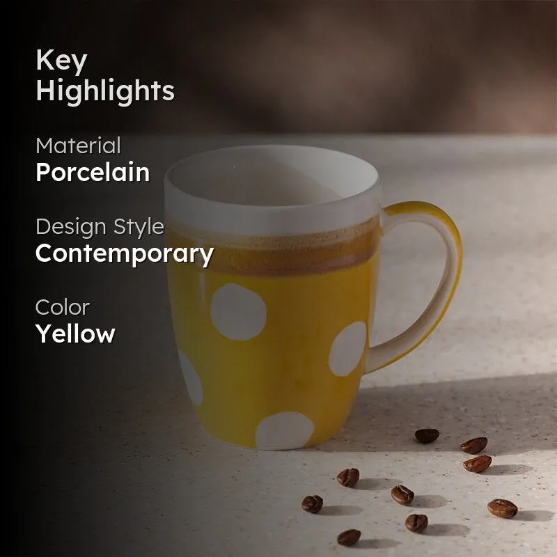 Polka Porcelain Coffee Mug (295 mL) - Yellow media 2