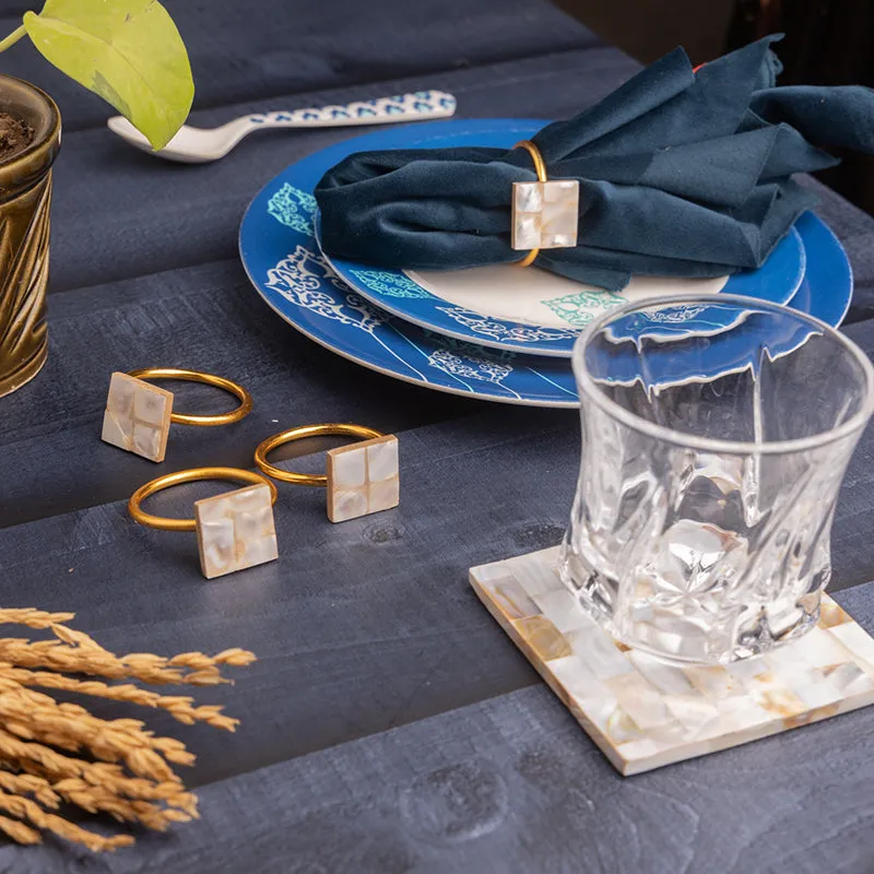 VitaMar Mother Of Pearl Coaster With Napkin Ring - Eight Piece Set media 4