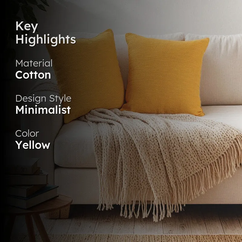 Woven Cotton Cushion Cover Yellow - Set Of Two media 2