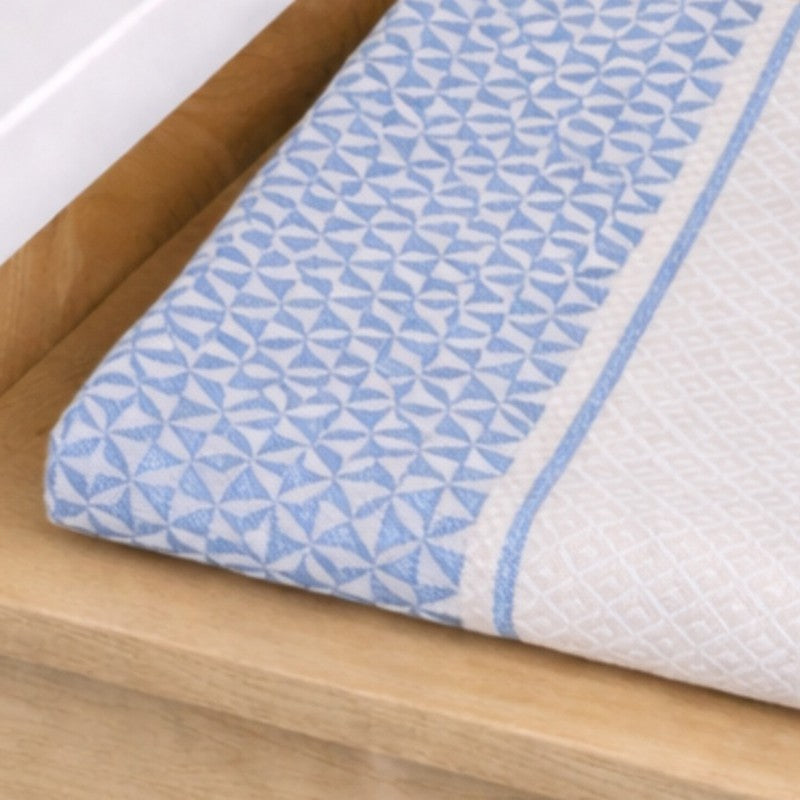 MosacStrip Cotton Bath Towel (Blue & White) - Set Of Two media 5
