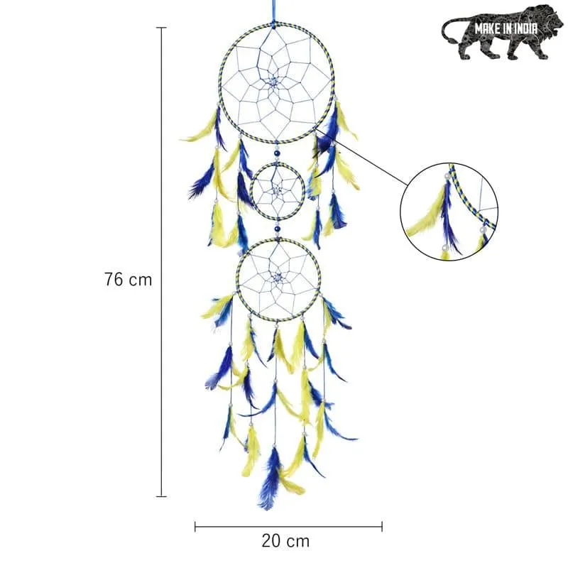 Amazo Feather Dreamcatcher With Light - Yellow & Dark Blue media 5