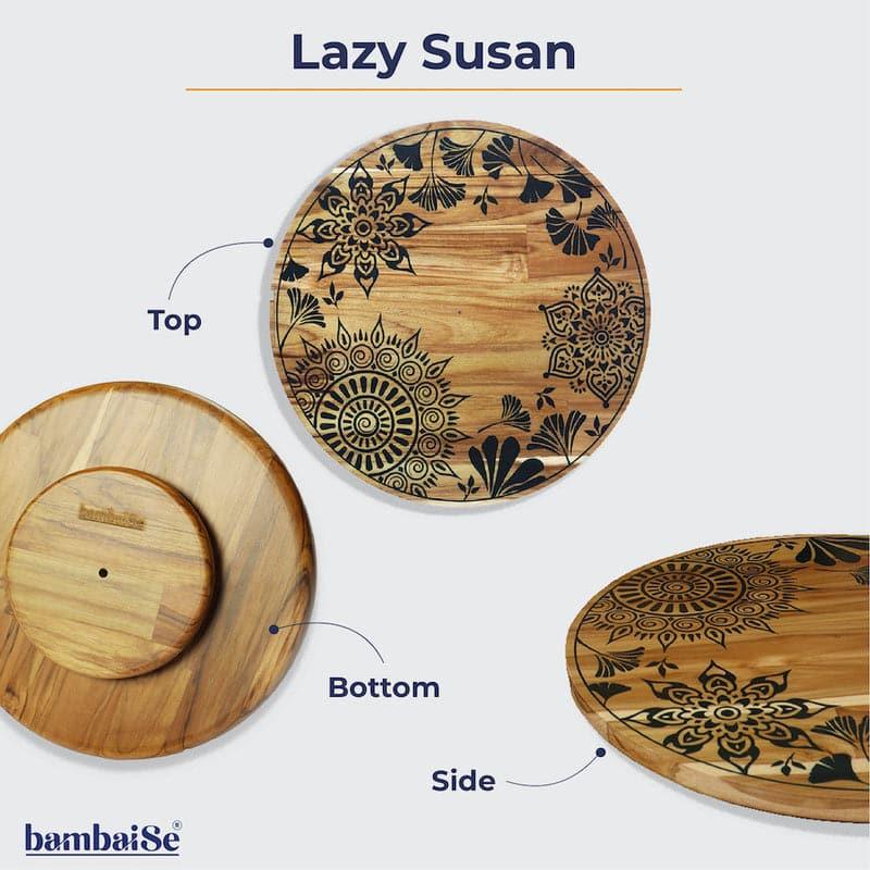 Taavi Mandala Teak Wood Rotating Platter media 8