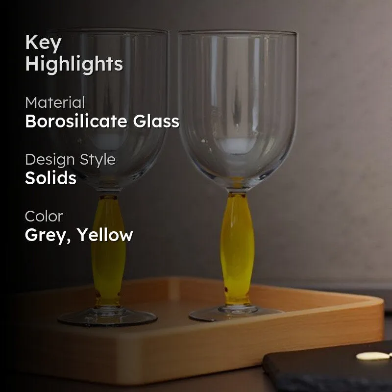 Golden Stem Goblet Glass(280 mL) - Set Of Two media 2
