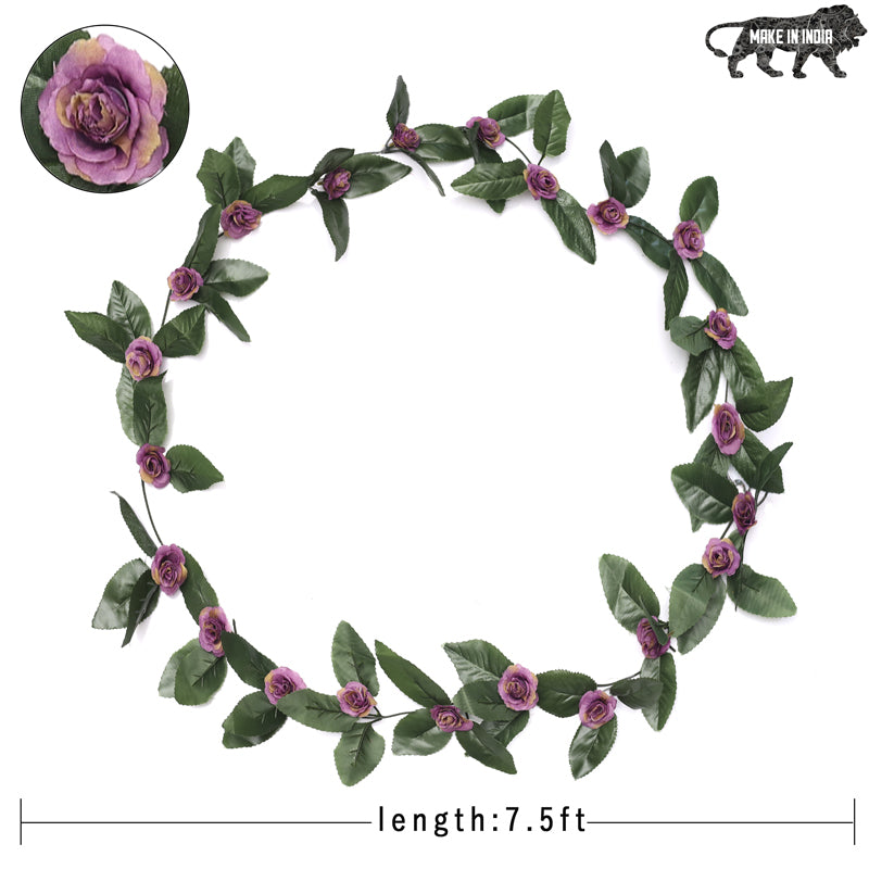 Fiora Plastic Artificial Velvet Rose Creeper (Purple) - Set of Five media 6