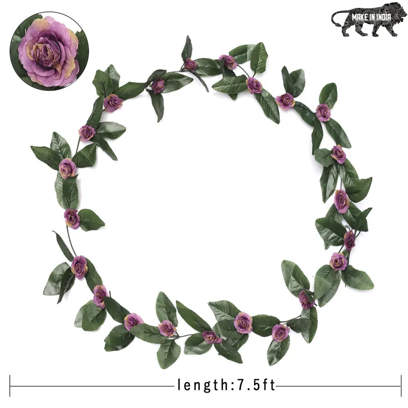Fiora Plastic Artificial Velvet Rose Creeper (Purple) - Set of Five media 6