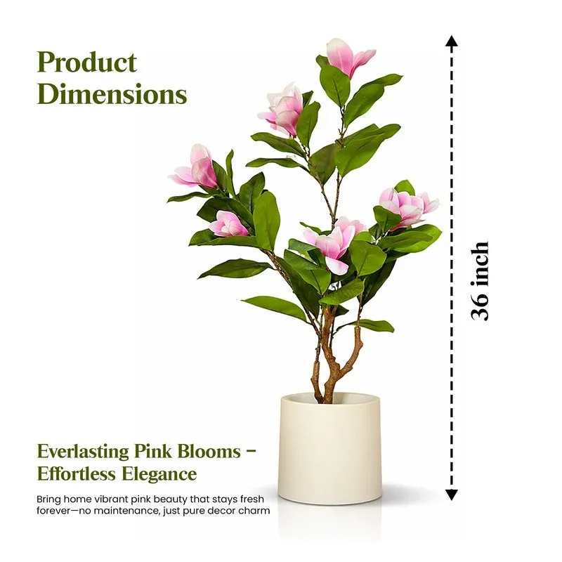 Bloom Grace Magnolia Artificial Plant With Black Plastic Pot - 91 cm (3 ft) media 12