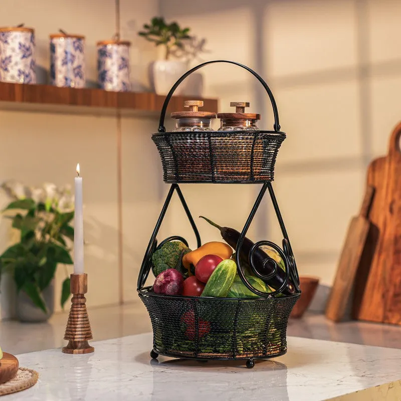 UrbanHarvest  Metal Two-Tier Fruit Basket media 1