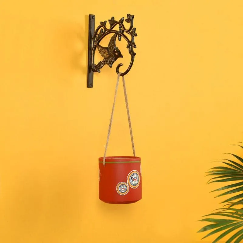 Red Wrap Terracotta Hanging Planter media 1