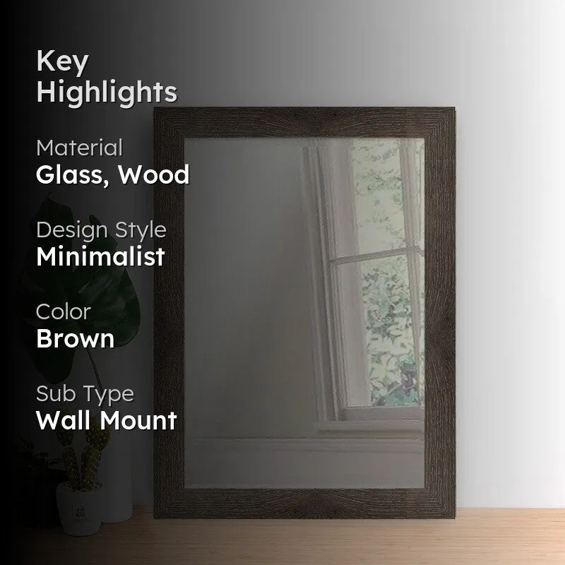 Shinevera Glass Wall Mirror With Wooden Frame media 2