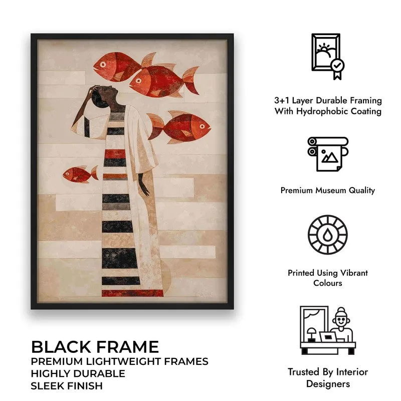 Aqua Nomad Canvas Wall Painting - Black Frame media 9