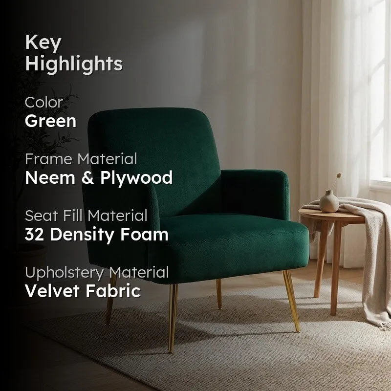 Serenza Neem Wood Accent Chair - Green media 2