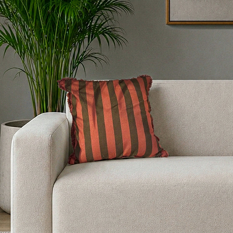 Stripe V Cotton Cushion Cover - 16 x 16 inches