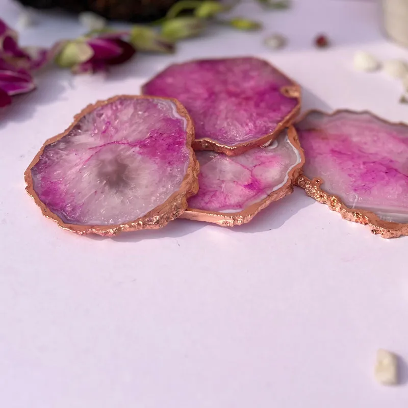 Novalie Handcrafted Brazilian Agate Coaster (Pink) - Set Of Four media 3