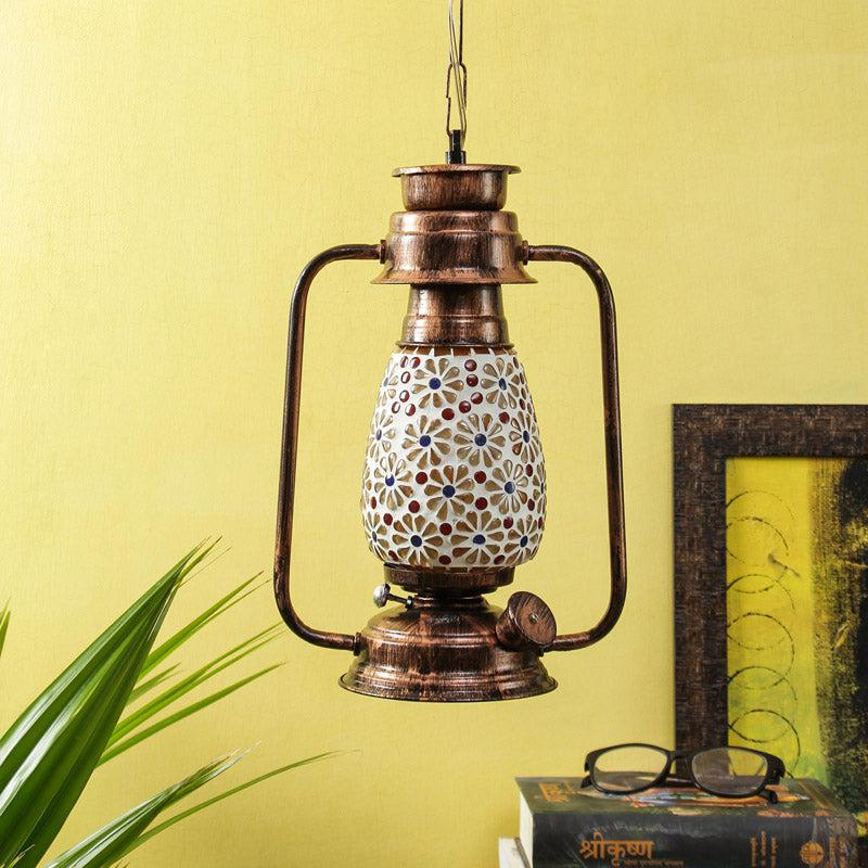 Admya Mosaic Lantern Glass Ceiling Lamp - Copper media 4