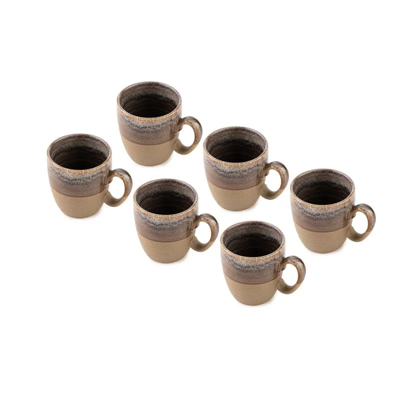 Elowen Porcelain Tea Cup (200 mL Each,Brown) - Set Of Six media 7