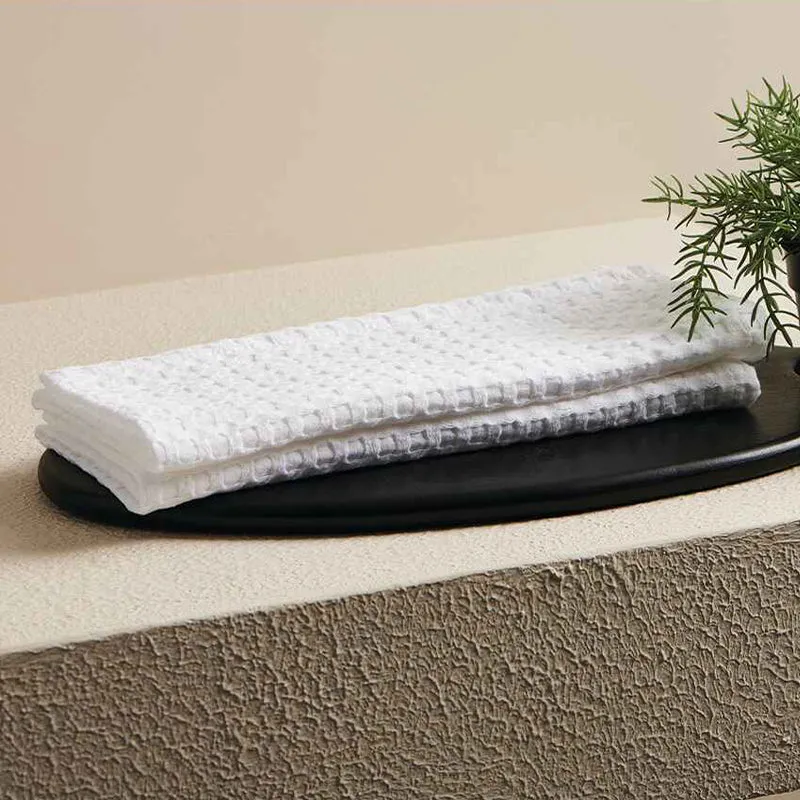 Zira Textured Waffle Towel Combo (White) - Four Piece Set media 3