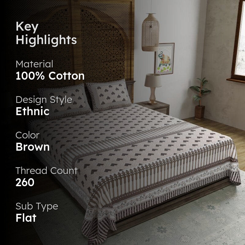 Lux-Raven Cotton Bedsheet (Brown) - 260 TC media 2